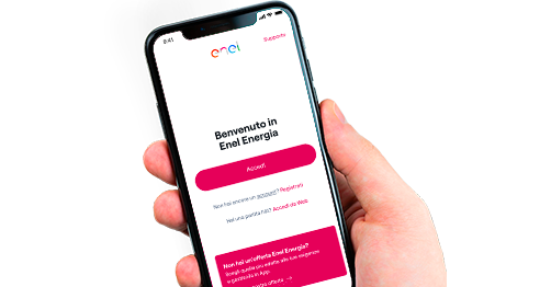 Smartphone con schermata App Enel Energia